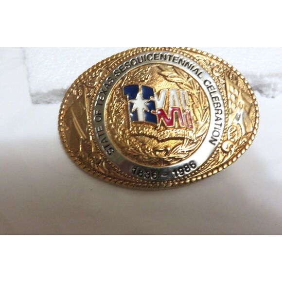 24KT Gold Plated Belt Buckle Texas Sesquicentennial Limited Edition Texoma - Picture 1 of 4